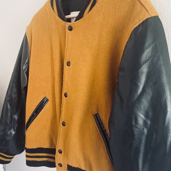Modern Vintage Wool & Leather Letterman Varsity Jacket - Picture 4 of 6